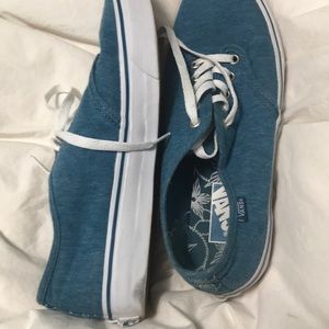 unique blue patterned low top vans!